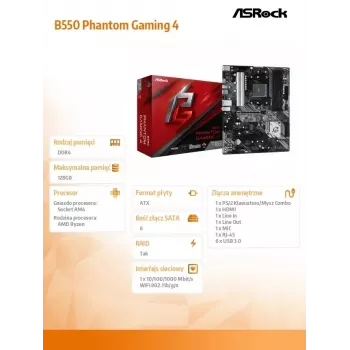 ASRock B550 Phantom Gaming 4 AMD B550 Sockel AM4 ATX