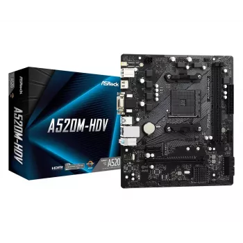 ASRock Motherboard A520M-HDV AM4 AMD A520 2 X DDR4 USB 3.2 SATA 3 7.1ch HD Audio mATX