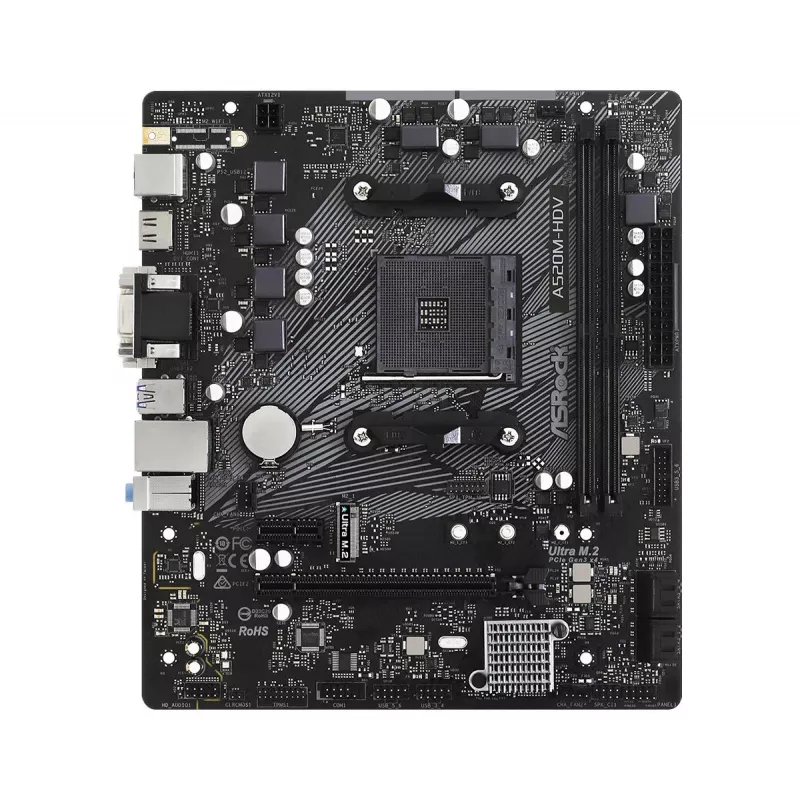 ASRock Motherboard A520M-HDV AM4 AMD A520 2 X DDR4 USB 3.2 SATA 3 7.1ch HD Audio mATX