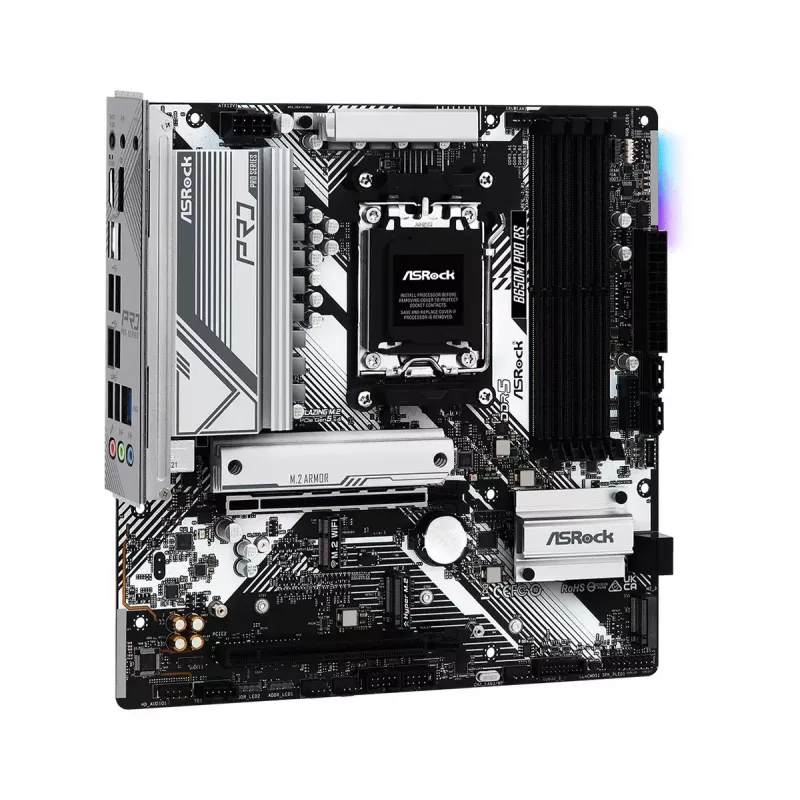 Motherboard ASRock B650M Pro RS — AMD B650, Sockel AM5, micro ATX, DDR5, 4x DIMM, 128 GB, 2,5Gb LAN, 1x M.2, HDMI, DP