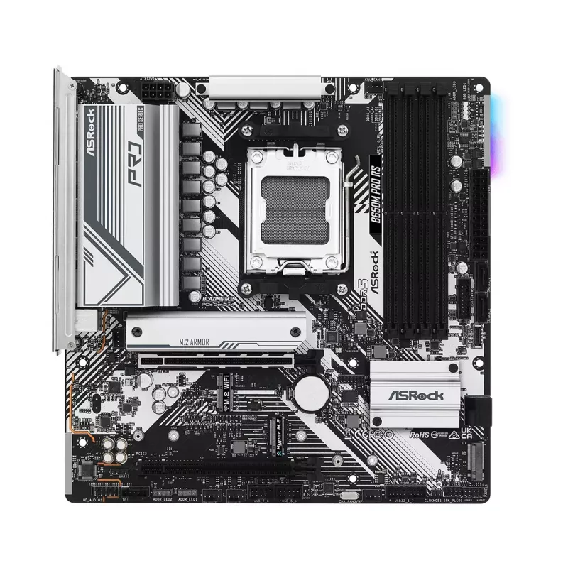 Motherboard ASRock B650M Pro RS — AMD B650, Sockel AM5, micro ATX, DDR5, 4x DIMM, 128 GB, 2,5Gb LAN, 1x M.2, HDMI, DP