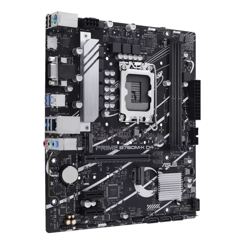 Motherboard ASUS PRIME B760M-K D4 — Intel B760, LGA 1700, Micro ATX, 2x DDR4 DIMM, 64 GB, M.2, SATA III, 2.5Gb Ethernet