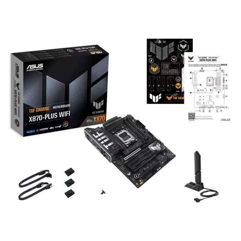 Motherboard ASUS TUF GAMING X870-PLUS WIFI — AMD X870, Sockel AM5, ATX, DDR5, 4 DIMM, Wi‑Fi 7, Bluetooth 5.4