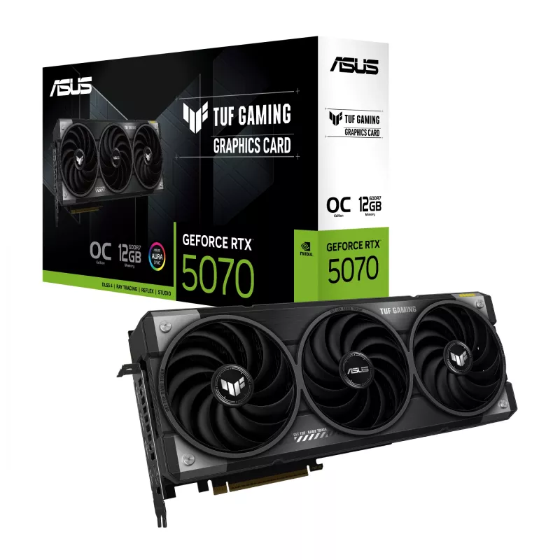 Grafikkarte ASUS GeForce RTX 5070 12 GB GDDR7, PCIe 5.0, 192-Bit, OC, 3xDP 2.1b + 2xHDMI 2.1b, 3-Lüfter, 750W Netzteil