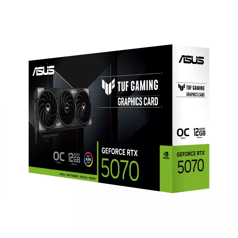 Grafikkarte ASUS GeForce RTX 5070 12 GB GDDR7, PCIe 5.0, 192-Bit, OC, 3xDP 2.1b + 2xHDMI 2.1b, 3-Lüfter, 750W Netzteil