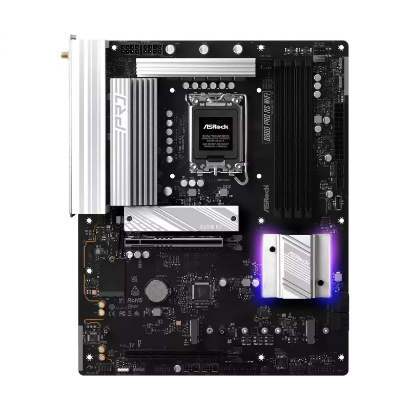 Mainboard ASRock B860 Pro RS WiFi Intel B860 LGA1851 ATX, 4x DDR5-Slots, 256GB, Wi‑Fi 6E, 2.5GbE