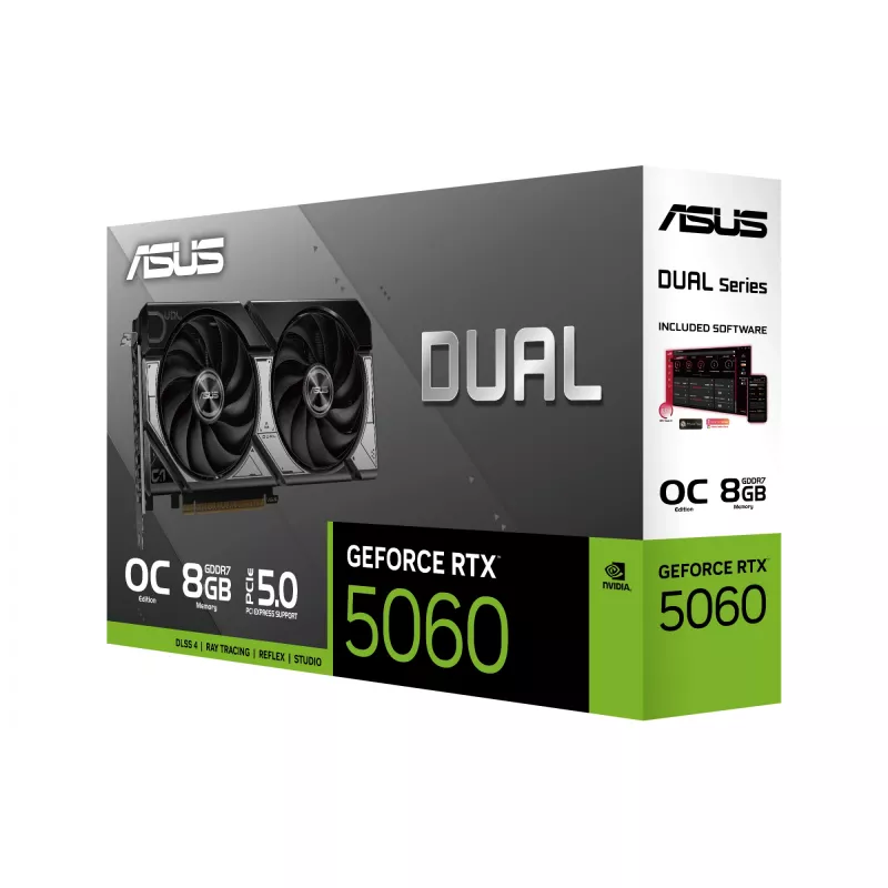 Grafikkarte ASUS GeForce RTX 5060 — 8 GB GDDR7, 128-Bit, PCIe 5.0, DisplayPort 2.1b x3, HDMI 2.1b