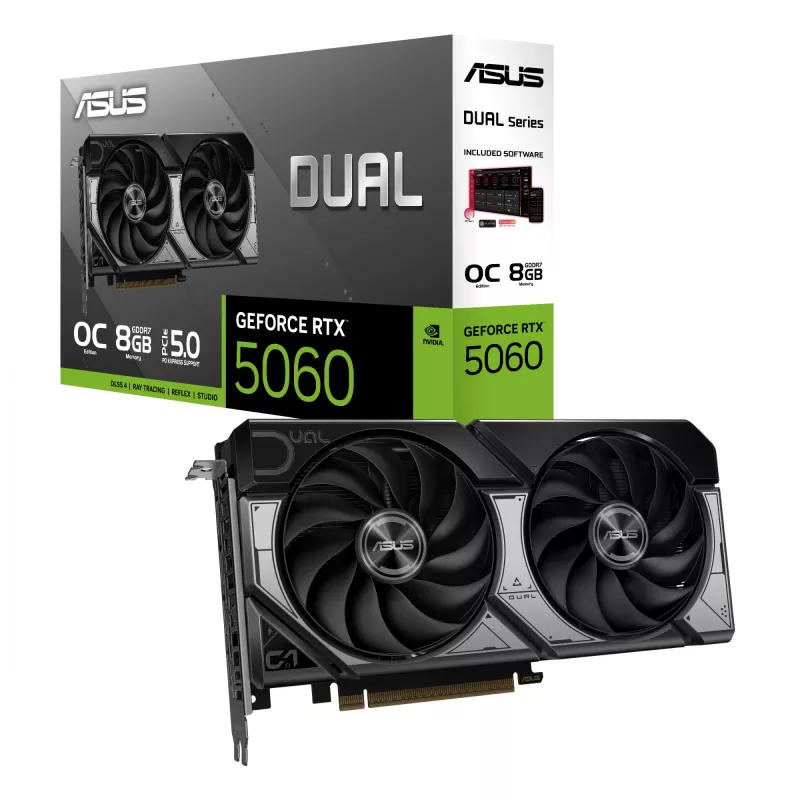Grafikkarte ASUS GeForce RTX 5060 — 8 GB GDDR7, 128-Bit, PCIe 5.0, DisplayPort 2.1b x3, HDMI 2.1b