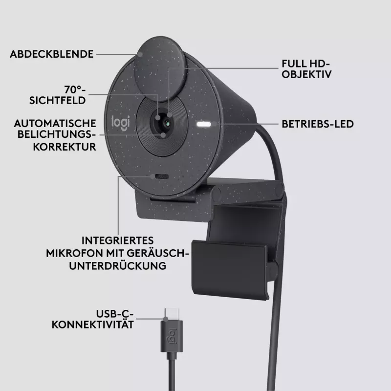 LOGITECH Brio 300 Full HD Webcam - Graphite