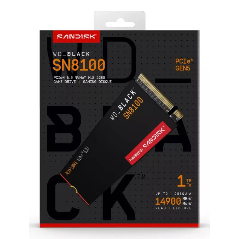 SSD-Festplatte Western Digital 1 TB M.2 PCI Express 5.0 Schwarz SN8100