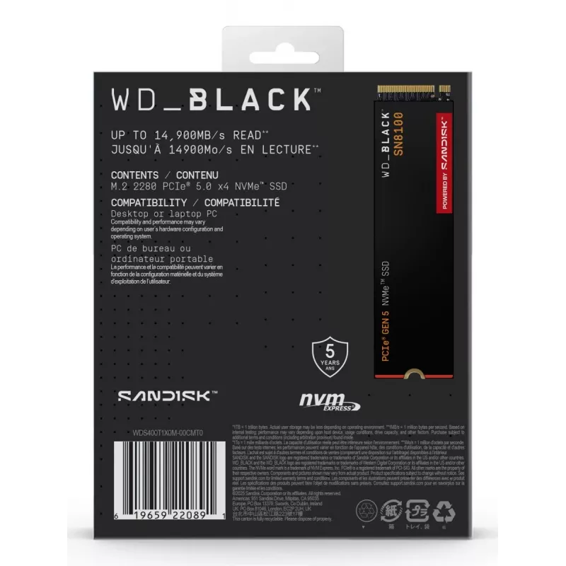 WESTERN DIGITAL SSD - WD_Schwarz SN8100 - 4TB - M.2 2280