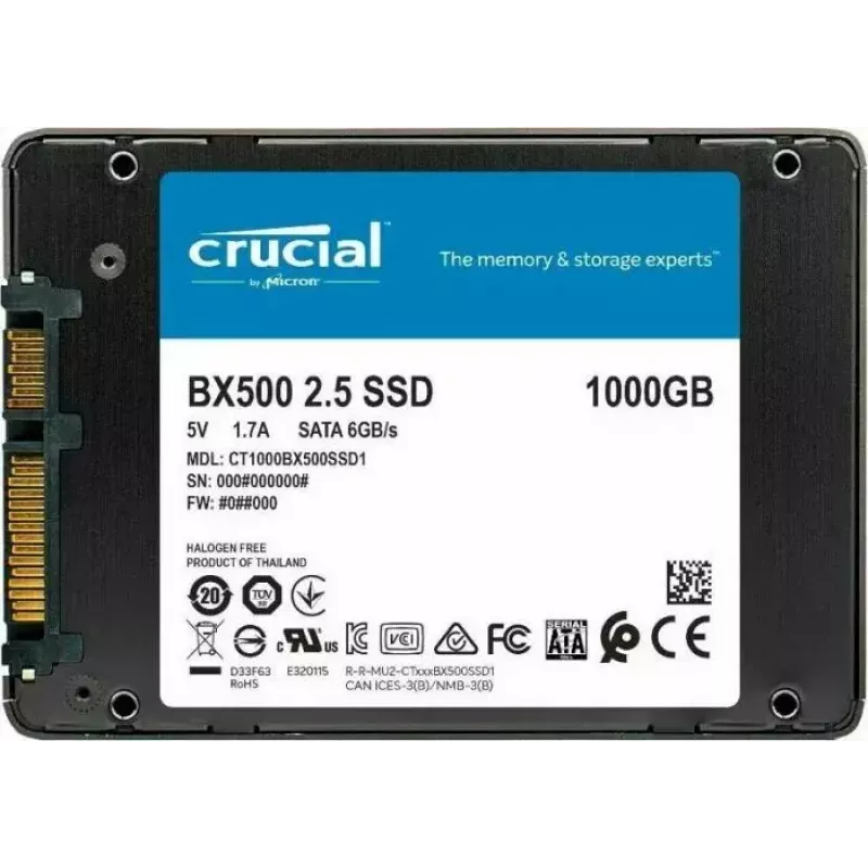 Crucial BX500 1TB 3D NAND SATA 2,5-Zoll interne SSD, bis zu 540 MB/s – CT1000BX500SSD1