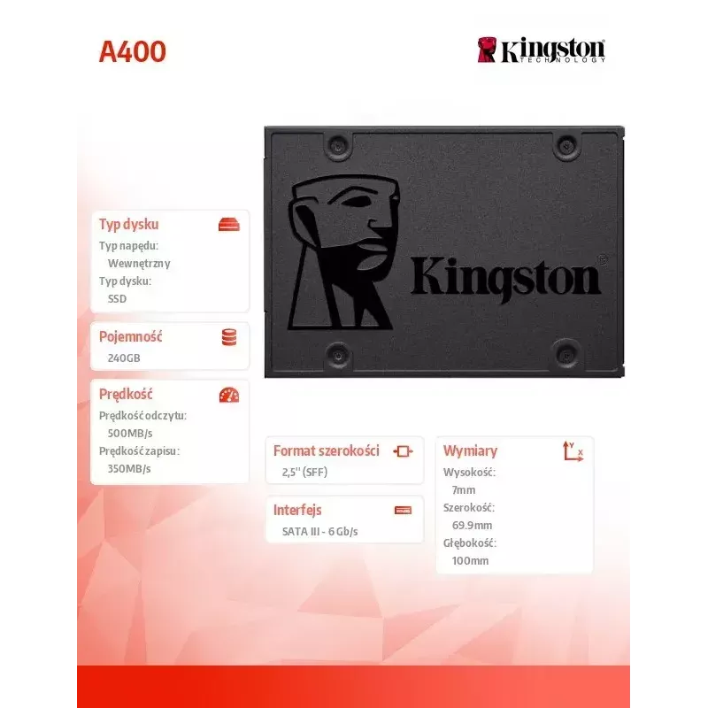 Kingston 240GB A400 SATA 3 2,5 Zoll Interne SSD SA400S37/240G