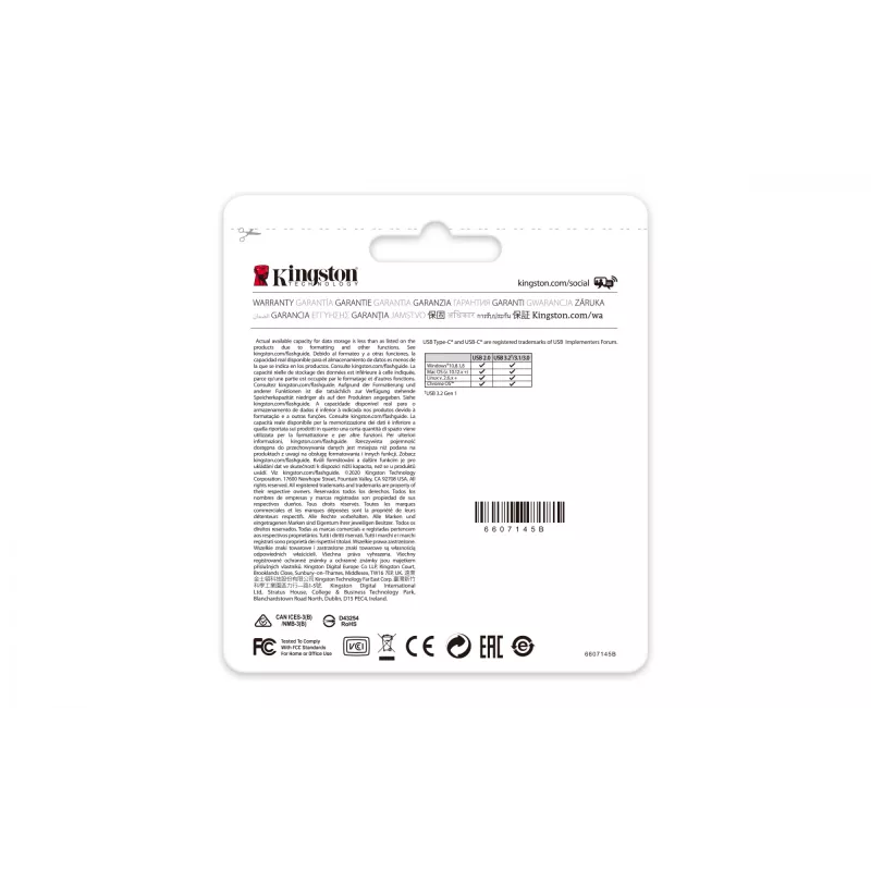 Kingston Technology DataTraveler 128GB USB-C 3.2 Gen 1 70, 128 GB, USB Type-C, 3.2 Gen 1 (3.1 Gen 1), Kappe, 7 g, Schwarz