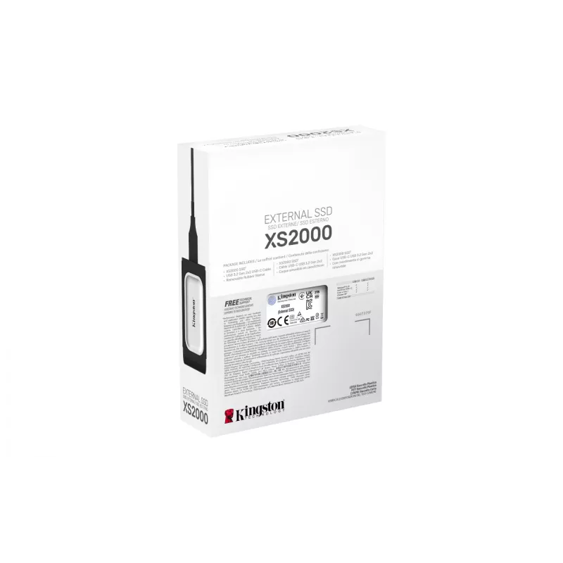 Kingston Technology 2000G PORTABLE SSD XS2000, 2 TB, USB Type-C, 3.2 Gen 2 (3.1 Gen 2), 2000 MB/s, Schwarz, Silber