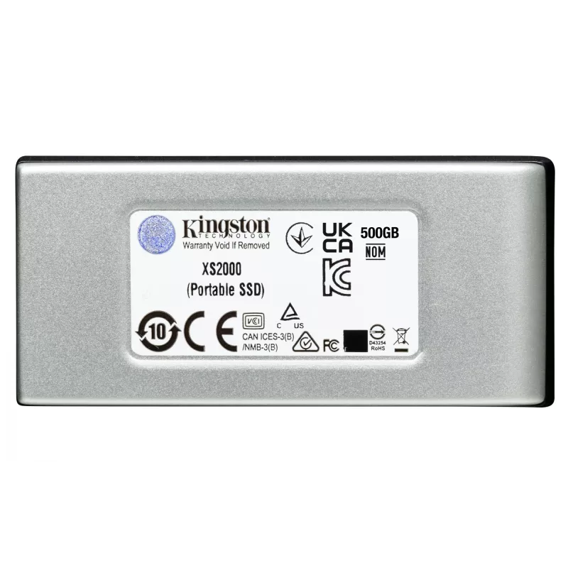 Kingston Technology 1000G PORTABLE SSD XS2000, 1 TB, USB Type-C, 3.2 Gen 2 (3.1 Gen 2), 2000 MB/s, Schwarz, Silber