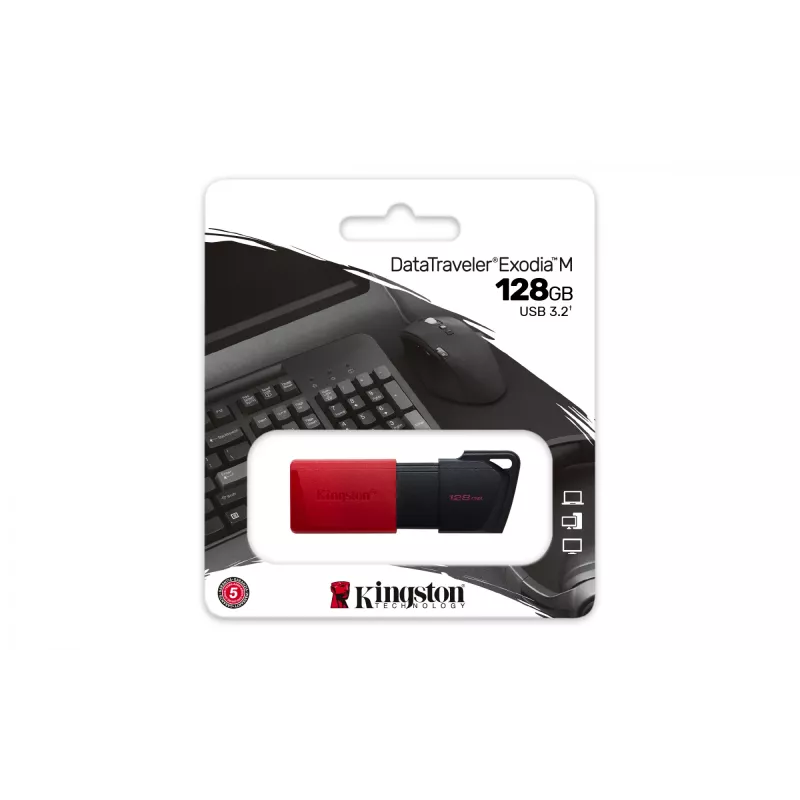 Kingston Technology DataTraveler 128GB USB3.2 Gen1 Exodia M (Schwarz + Rot)