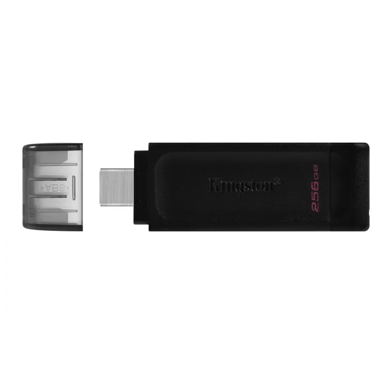Kingston Technology DataTraveler 256GB USB-C 3.2 Gen 1 70, 256 GB, USB Type-C, 3.2 Gen 1 (3.1 Gen 1), Cap, 7 g, Schwarz