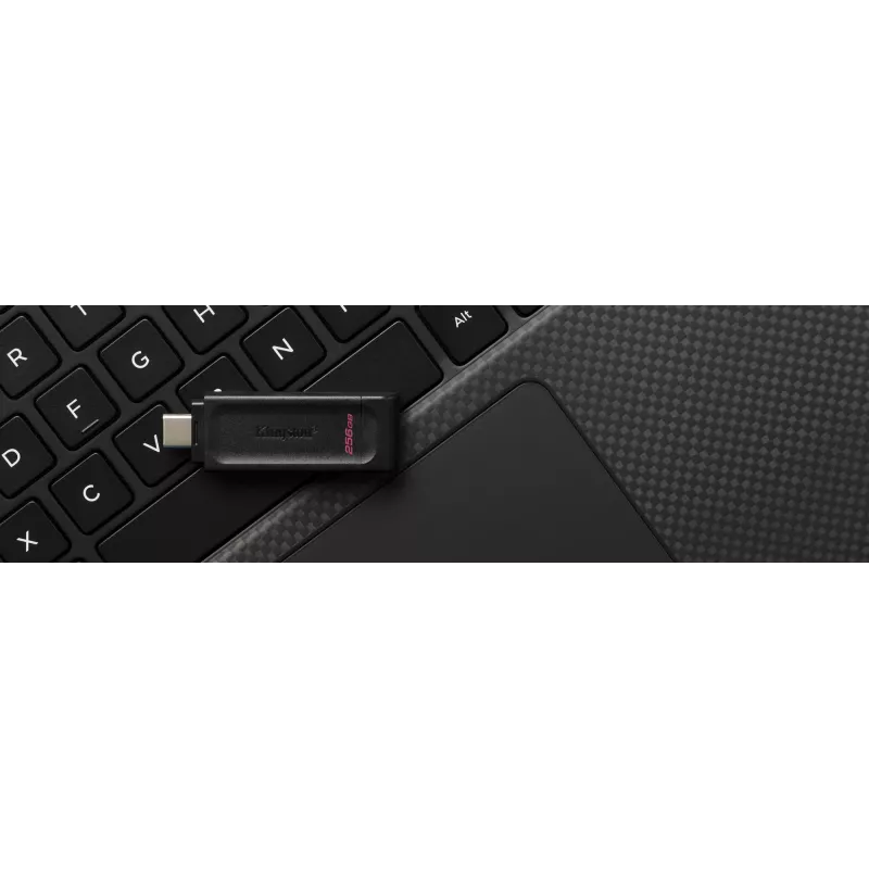 Kingston Technology DataTraveler 256GB USB-C 3.2 Gen 1 70, 256 GB, USB Type-C, 3.2 Gen 1 (3.1 Gen 1), Cap, 7 g, Schwarz