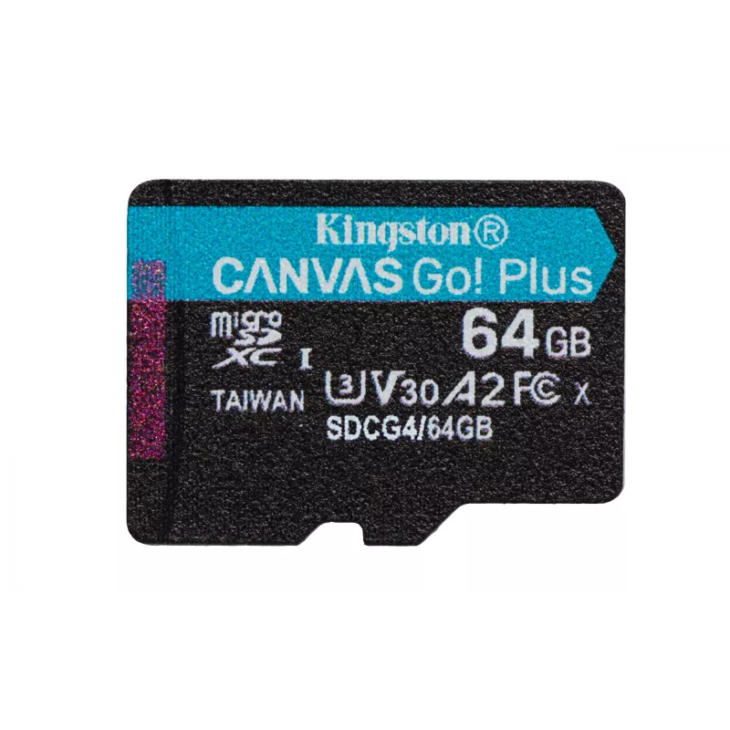 Kingston Technology 64GB microSDXC Canvas Go Plus Gen4 200MB/s A2 U3 V30 Karte + Adapter