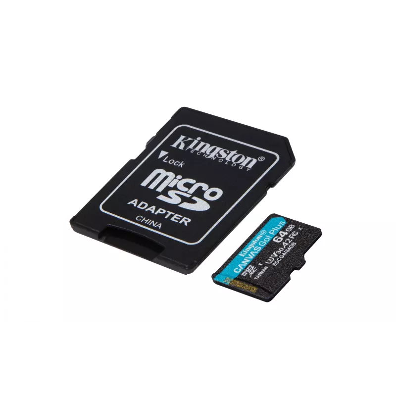 Kingston Technology 64GB microSDXC Canvas Go Plus Gen4 200MB/s A2 U3 V30 Karte + Adapter