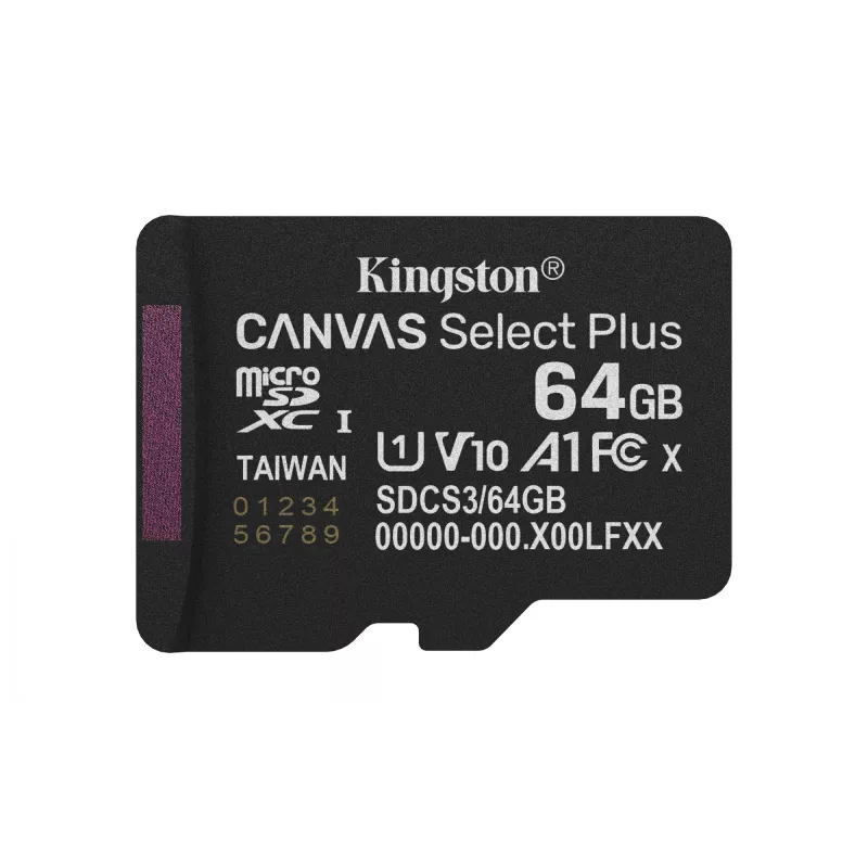 Kingston Technology 64GB microSDXC Canvas Select Plus Gen3 100MB/s A1 Karte + Adapter