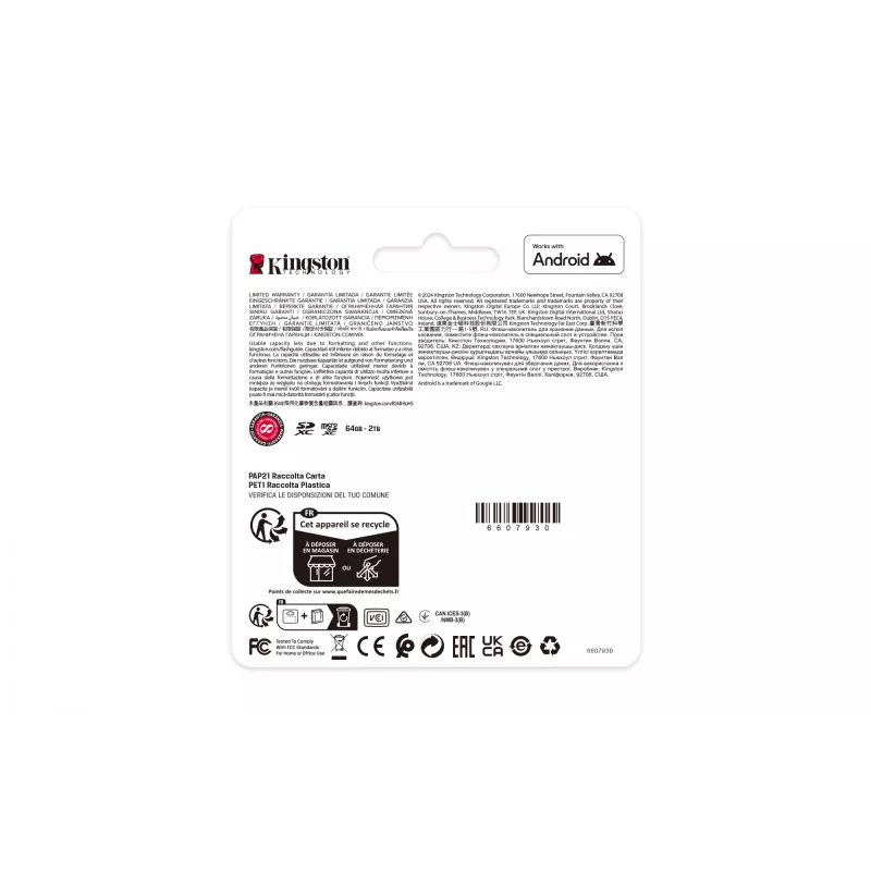 Kingston Technology 64GB microSDXC Canvas Select Plus Gen3 100MB/s A1 Karte + Adapter