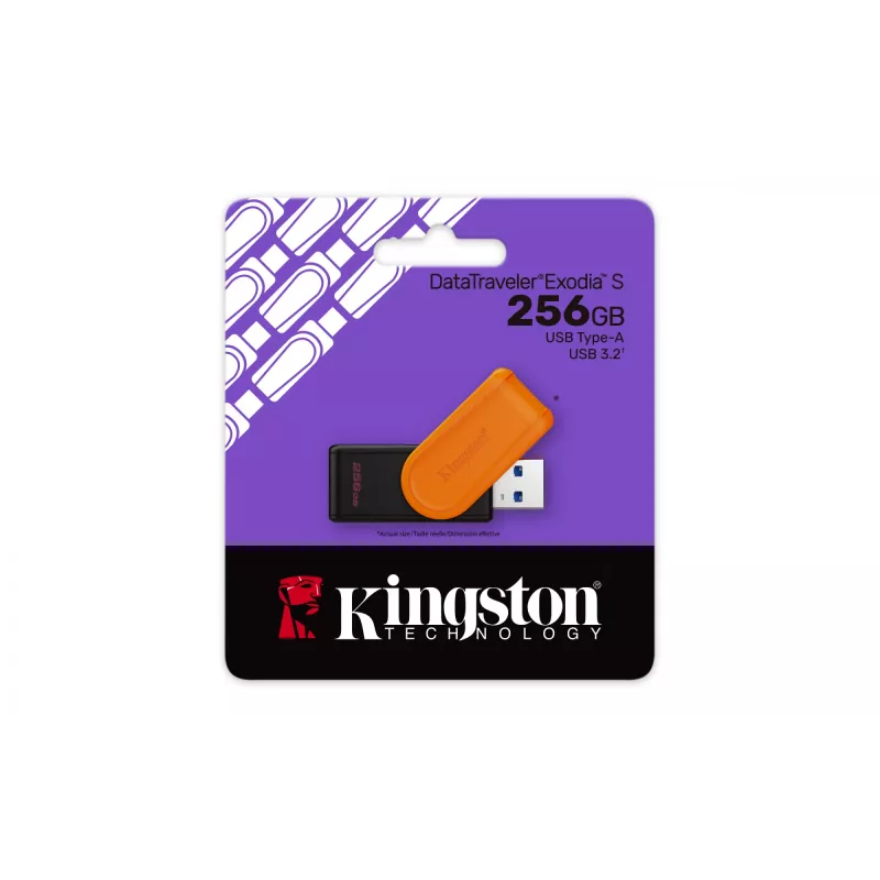 Kingston Technology DataTraveler 256GB tragbarer USB 3.2 Gen 1 Exodia S (Schwarz/Orange)