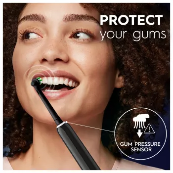 Oral-B Pro 1 Cross Action rotierend-oszillierende Zahnbürste für Erwachsene, Schwarz