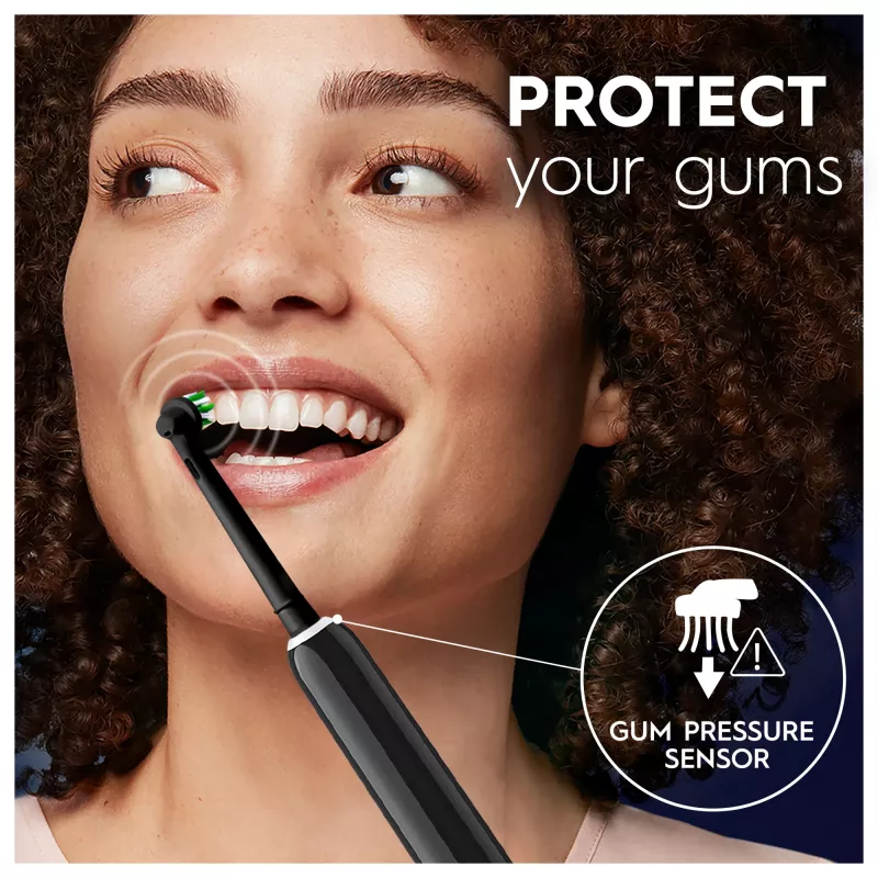 Oral-B Pro 1 Cross Action rotierend-oszillierende Zahnbürste für Erwachsene, Schwarz