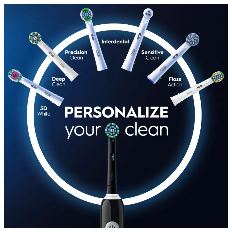 Oral-B Pro 1 Cross Action rotierend-oszillierende Zahnbürste für Erwachsene, Schwarz