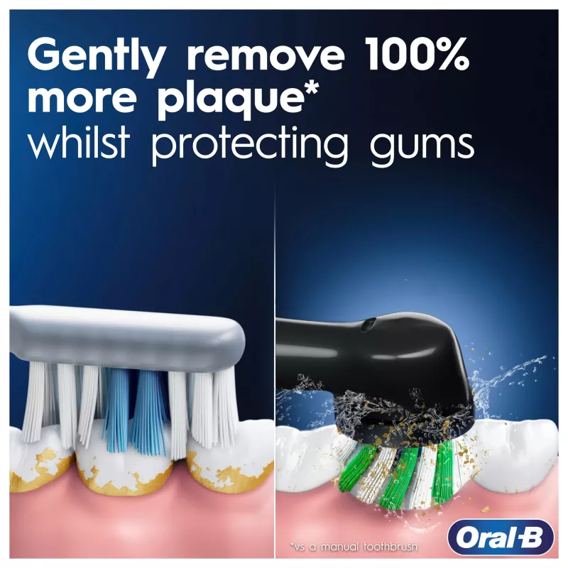 Oral-B Pro 1 Cross Action rotierend-oszillierende Zahnbürste für Erwachsene, Schwarz
