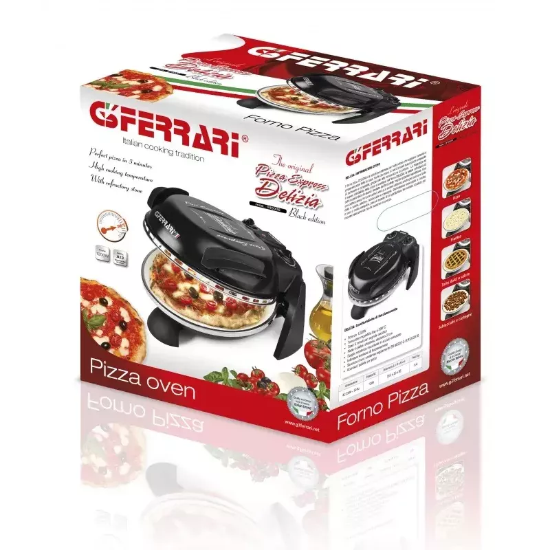 Pizzamaker G3FERRARI Delizia — Tisch-Pizzaofen, 1200 W, Steinbackfläche, max. 400 °C, 31 cm Pizza, Timer