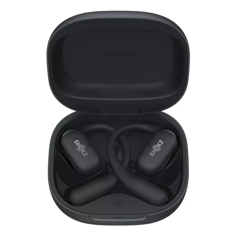 Headset JLAB AUDIO SHOKZ OpenFit 2 — Knochenschall, kabellos, Open-Ear mit Ohrbügel, Schwarz