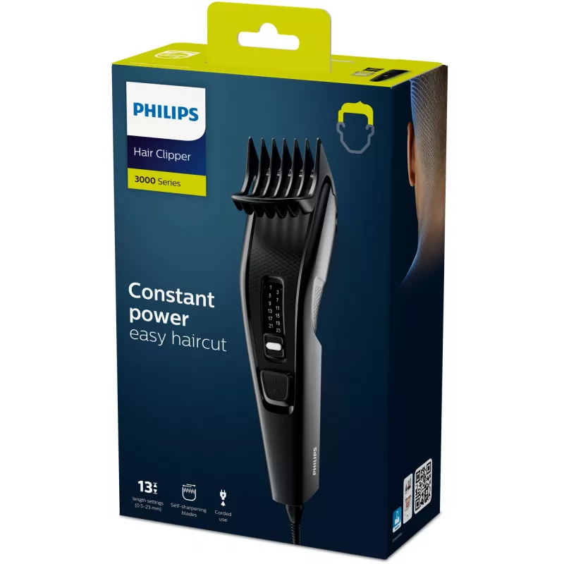 Haarschneider Philips 3000 series HC3510/15 schwarz — Edelstahlklingen, 0,5 mm bis 23 mm, 13 Längeneinstellungen