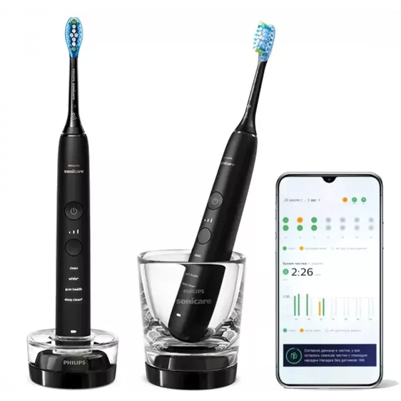 Philips DiamondClean 9000 HX9914/54, 2 Handstücke, 5 Modi, schwarz, Bluetooth, 1 Ladegerät