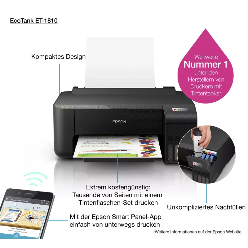 Epson EcoTank ET-1810 Tintenstrahldrucker Farbe 5760 x 1440 DPI A4 Wi-Fi