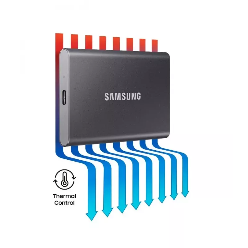 Externe SSD Samsung T7 Portable 1 TB, USB-C 3.2 Gen 2, NVMe, AES-256 Hardware-Verschlüsselung, Blau