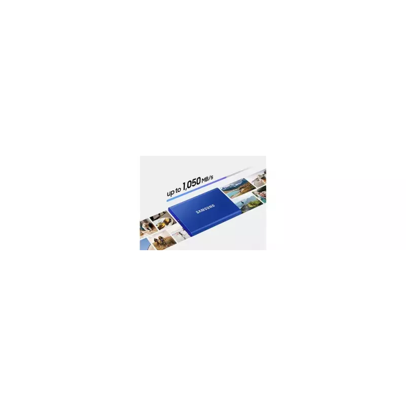 Externe SSD Samsung T7 Portable 1 TB, USB-C 3.2 Gen 2, NVMe, AES-256 Hardware-Verschlüsselung, Blau