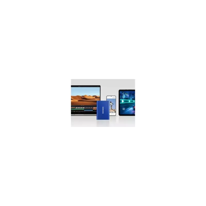 Externe SSD Samsung T7 Portable 1 TB, USB-C 3.2 Gen 2, NVMe, AES-256 Hardware-Verschlüsselung, Blau