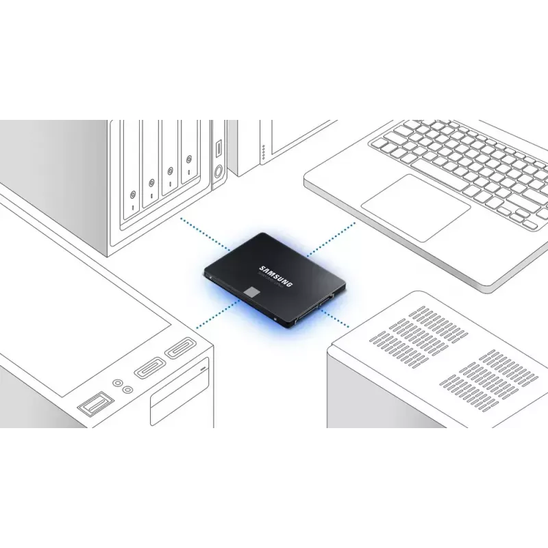 SSD 2.5 Zoll Samsung 870 EVO 1000 GB — SATA III, Lesen 560 MB/s, Schreiben 530 MB/s, Schwarz