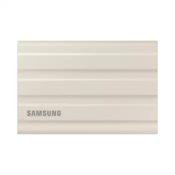 Externe SSD Samsung MU-PE1T0K 1 TB tragbares NVMe USB Type-C 3.2 Gen 2, beige, Gummigehäuse, wasserfest