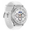 Smartwatch Samsung Galaxy Watch 8 Classic 46 mm — 1,3 Zoll AMOLED, 438×438, 64 GB, Wi‑Fi, GPS, Silbergehäuse, weißes Armband