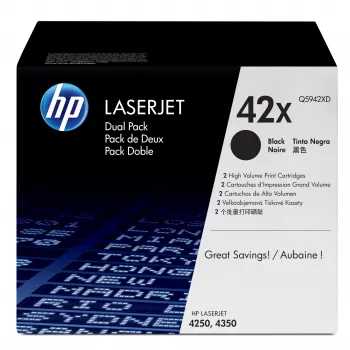 HP 42X 2er-Pack schwarze Original LaserJet Tonerkartuschen mit hoher Reichweite