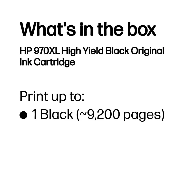 HP 970XL Original Schwarz Tintenpatrone mit hoher Reichweite, Schwarz, 1 St., 9200 Seiten