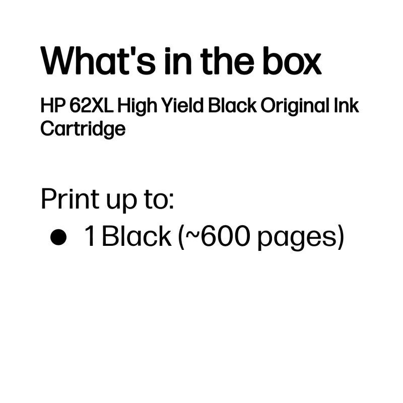 HP 62XL Original-Tintenpatrone mit hoher Reichweite, Schwarz, 1 St., 600 Seiten