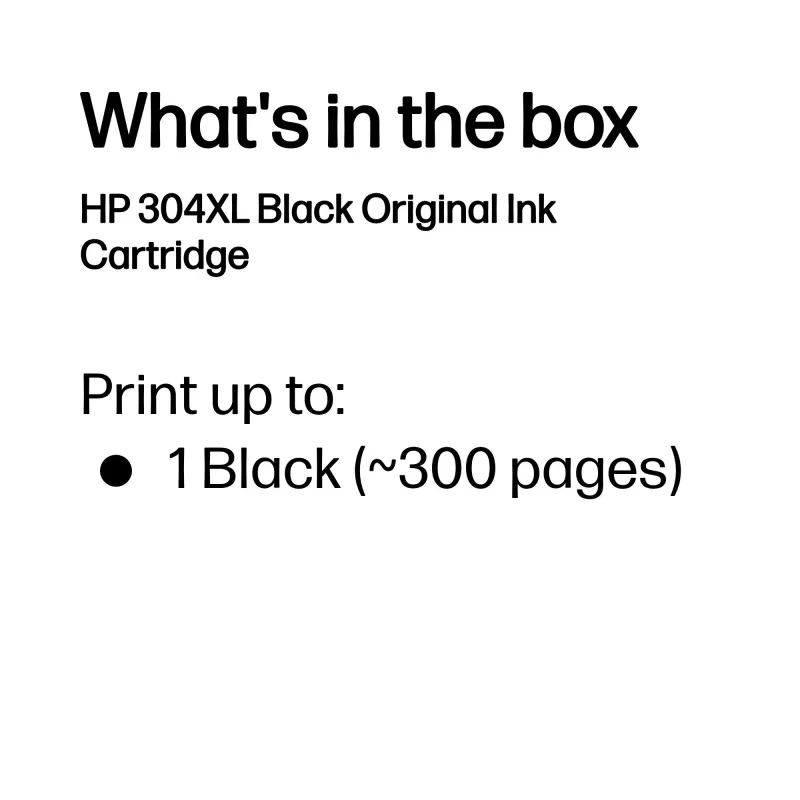 HP 304XL Schwarze Original-Tintenpatrone, Schwarz, 1 Stk., 300 Seiten