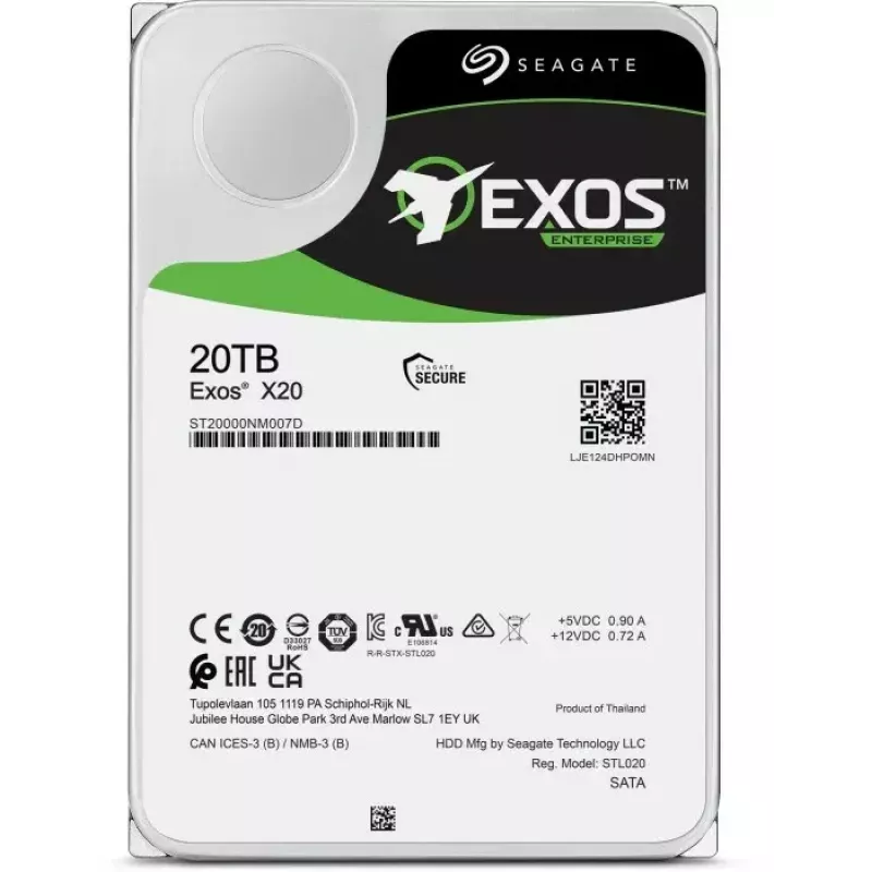 Seagate Enterprise Exos X20 interne Festplatte 20 TB 7200 RPM 3,5 Zoll Serial ATA III