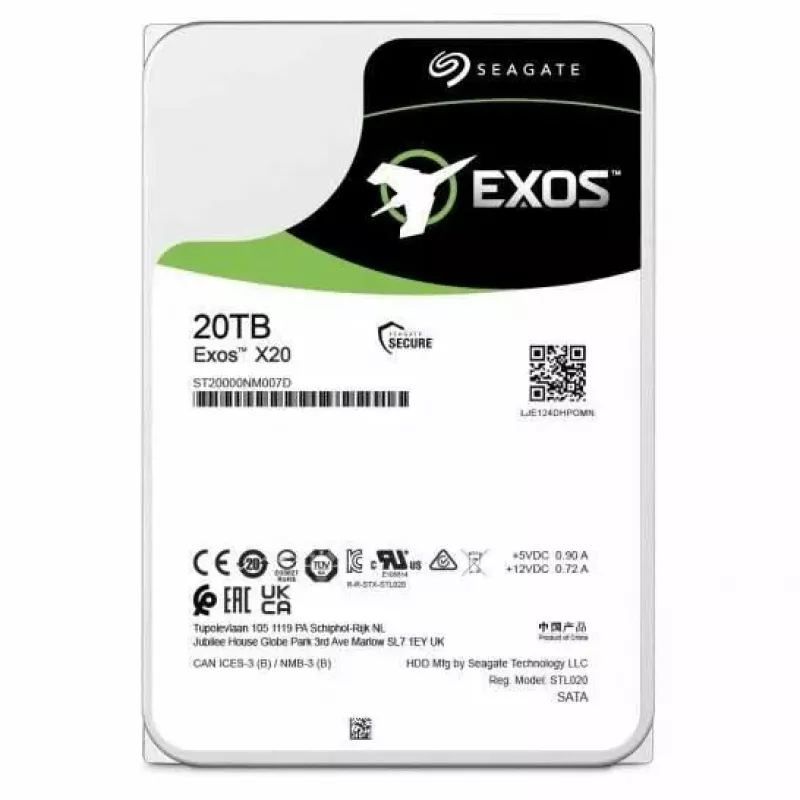 Seagate Enterprise Exos X20 interne Festplatte 20 TB 7200 RPM 3,5 Zoll Serial ATA III