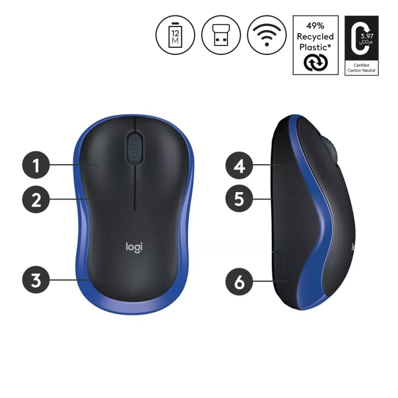 Logitech Wireless Mouse Blau 910-002239